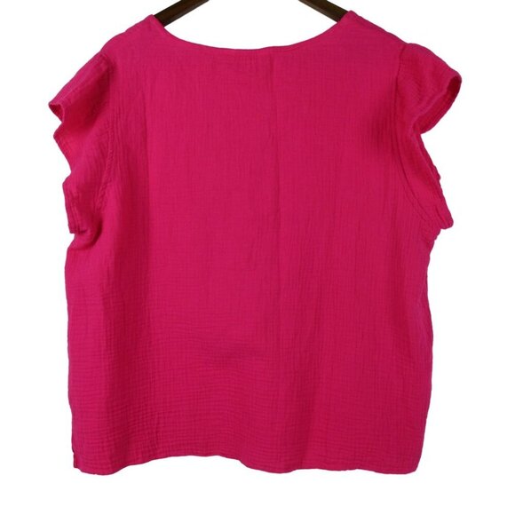 Three Dots Double Top Gauze Pink Short Sleeve V-Neck  XXL NWT $138 Casual - Picture 5 of 7